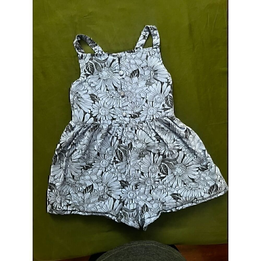 HAUTE HIPPIE KIDS, 100% RAYON, FLORAL BLUE ROMPER, SIZE MEDIUM